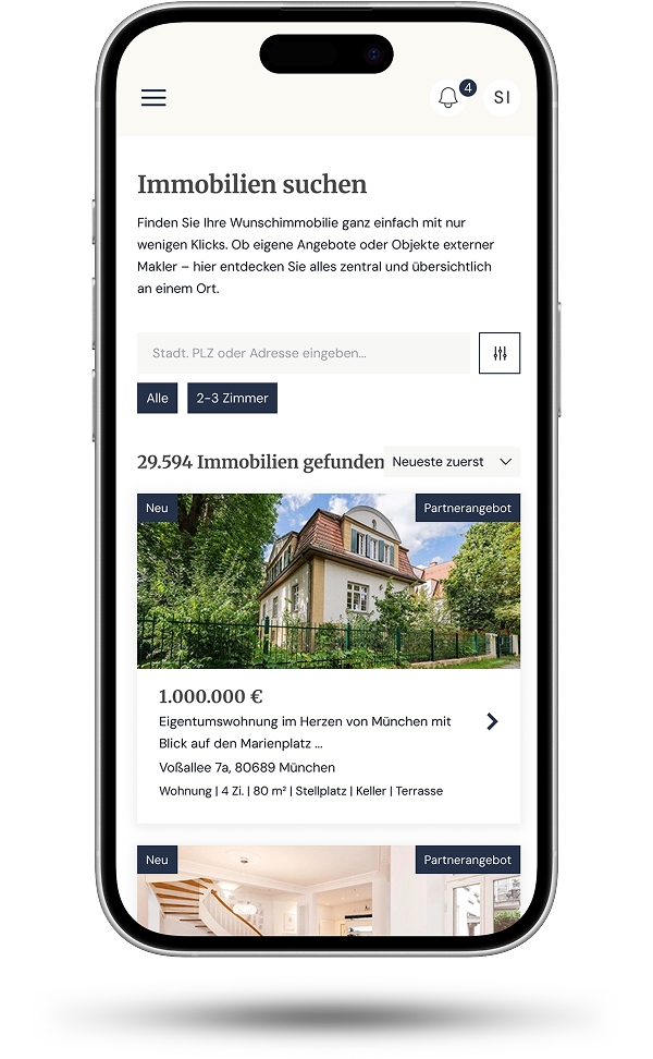 Immobilie finden im Kundenportal