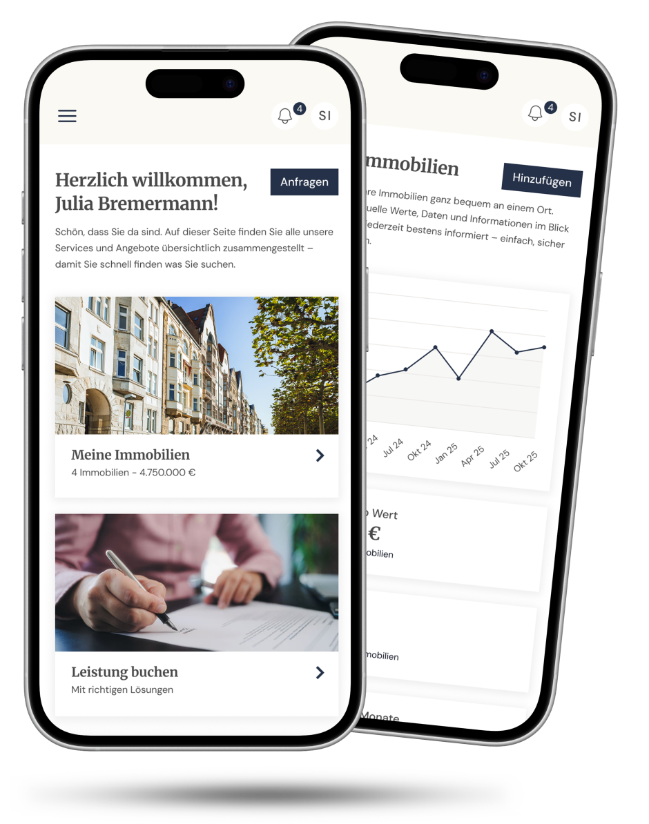 Mobile Ansicht des Kundenportals